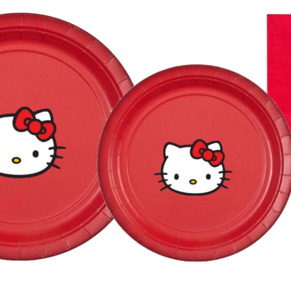 Kitty Party Supplies Set, Red Paper Plates, Cups and Napkins, Party Pack - Picture 4 of 4